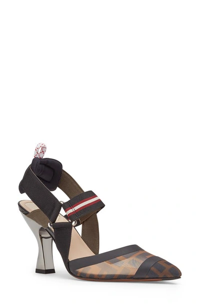 Fendi Colibri 85mm Ff Mesh Slingback High-heel Pumps In Multicolor