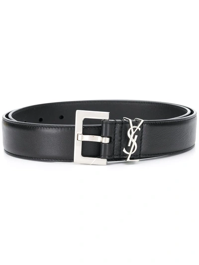 Saint Laurent Black Monogram Leather Belt