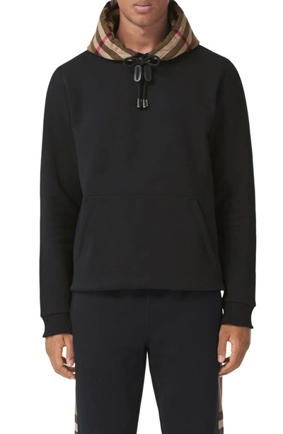 Burberry Men's Samuel Check-hood Zip Sweatshirt In Black
