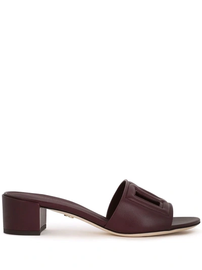 Dolce & Gabbana Cut-out Dg Low-heel Sandals In Black  