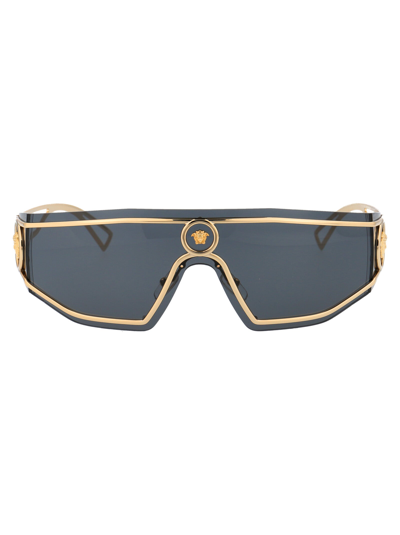 Versace V-powerful Shield Sunglasses In Gold