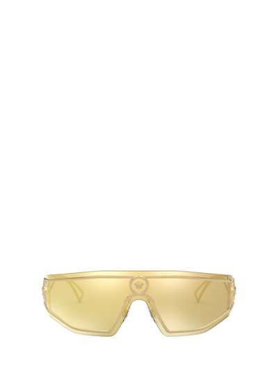 Versace Men's Medusa Metal Shield Sunglasses In Gold