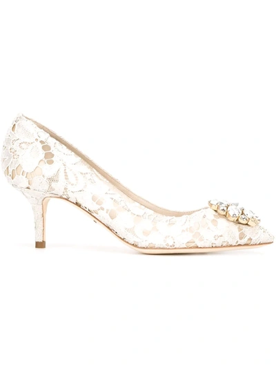 Dolce & Gabbana 60mm Lace Rainbow Brooch-detail Pumps In Multicolor