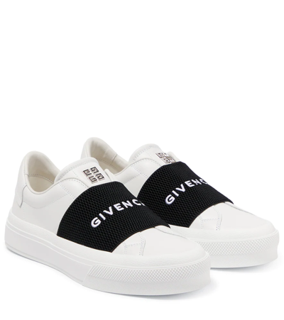 Givenchy City Court Logo Slip-on Sneakers In White Black