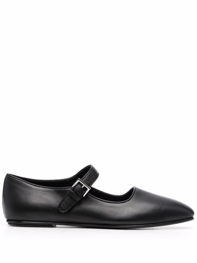 The Row Ava Leather Mary Jane Ballet Flats In Black