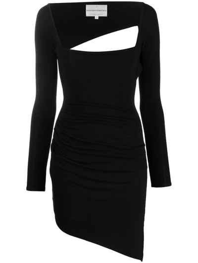 Lama Jouni Off-shoulder Knitted Dress In Black