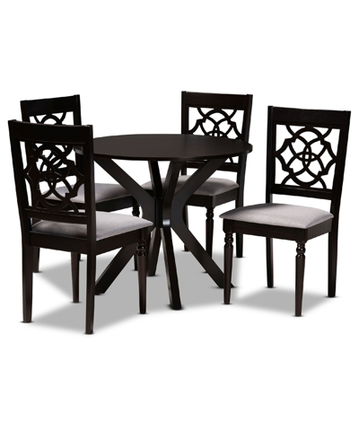 Baxton Studio Elena Modern And Contemporary Fabric Upholstered 5 Piece Dining Set In Dark Brown
