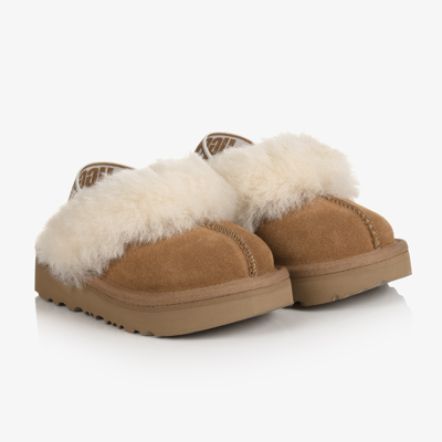 Ugg Girls' Funkette Shearling Slingback Slippers - Little Kid In Brown