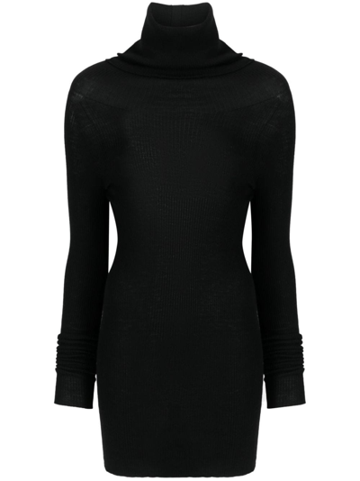 Rick Owens Roll-neck Virgin Wool Jumper In Black