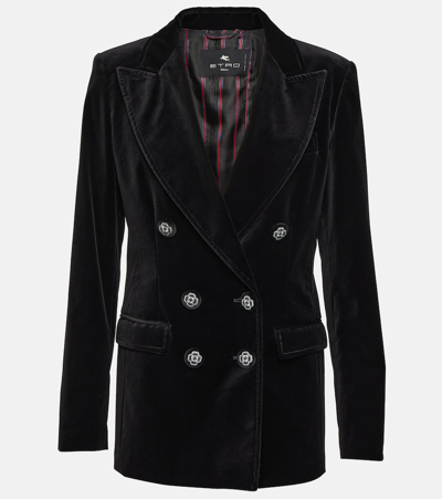 Etro Peak-lapels Double-breasted Blazer In Black