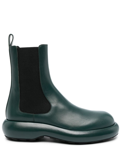 Jil Sander Leather Ankle Boots In Green