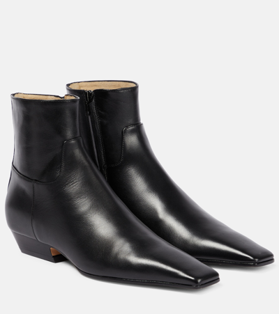 Khaite The Marfa Leather Ankle Boots In Black