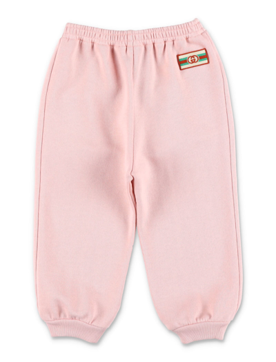 Gucci Babies' Felted Cotton Jersey Jogging Pants In Rose