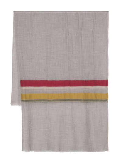 Frenckenberger Striped Mélange Cashmere Scarf In Neutrals