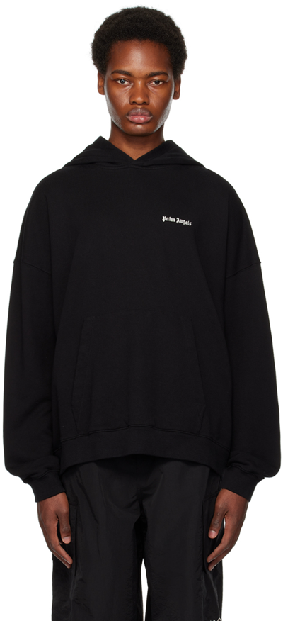 Palm Angels Black Classic Logo Embroidered Hoodie