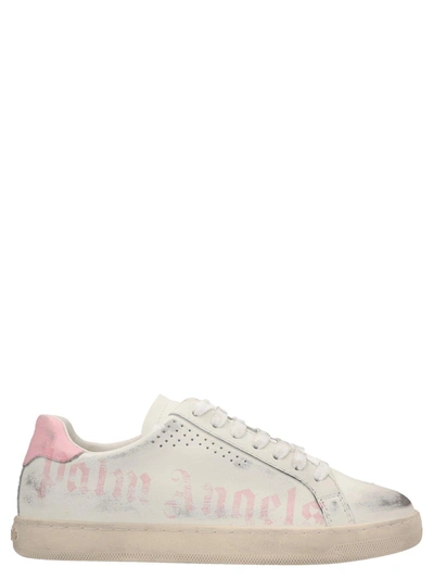 Palm Angels Logo Printed Distressed Lace-up Sneakers In Pink