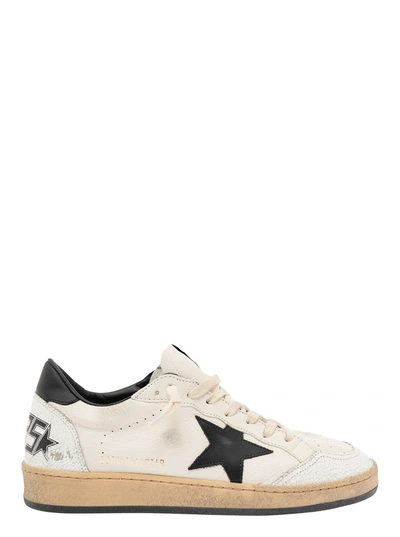Golden Goose Women's Ball Star Sneakers In White Nappa Leather With Black Leather Star And Heel Tab