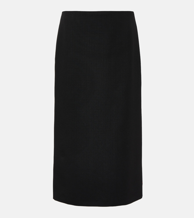 The Row Kassie Wool Midi Skirt In Blue