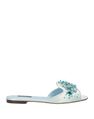 Dolce & Gabbana Woman Sandals Sky Blue Size 7.5 Viscose, Silk