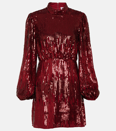 Rixo London Samantha Sequined Crepe Mini Dress In Ombre Embellishment Burgundy