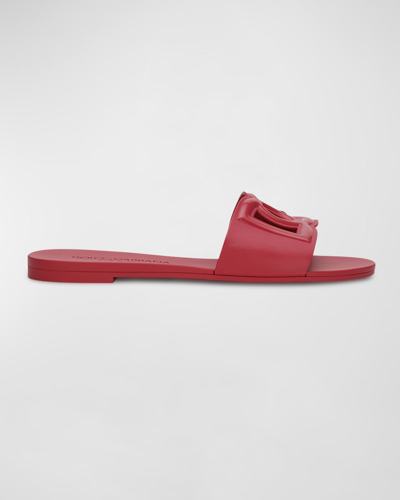 Dolce & Gabbana Cut-out Dg Rubber Sandals In Pink