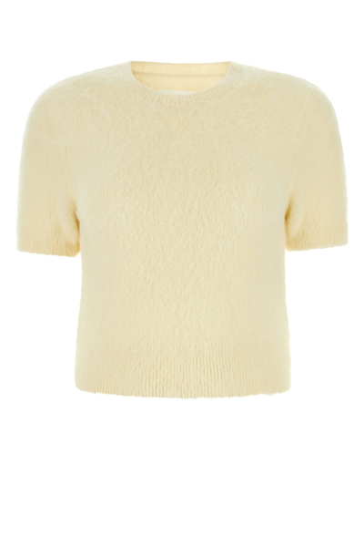 Maison Margiela Pastel Yellow Angora Blend Sweater In White