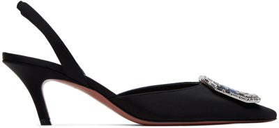 Amina Muaddi Camelia Crystal-embellished Leather Slingback Pumps In Black