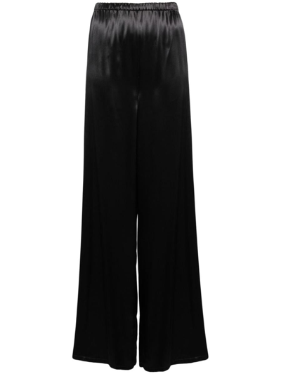 Ferragamo Wide-leg Satin Trousers In Black