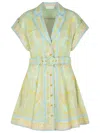 Zimmermann Acacia Belted Paisley-print Linen Mini Shirt Dress