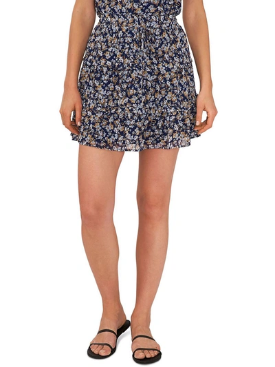 Riley & Rae Womens Floral Short Mini Skirt In Blue