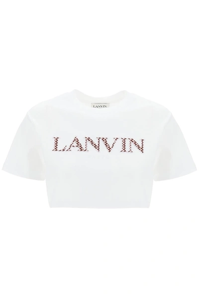 Lanvin Curb Embroidered Cropped T-shirt Clothing In White