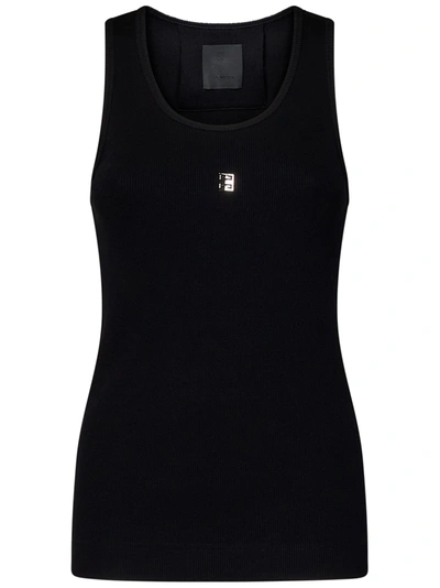 Givenchy Embellished Ribbed Stretch-cotton Tank In Black