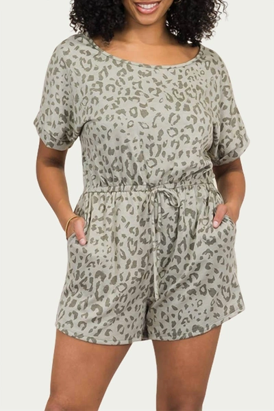 Blue Leopard Leopard Stretch Modal-blend Romper In Olive In Green