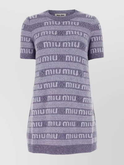 Miu Miu Multicolor Embroidered Wool Blend Mini Sweater Dress