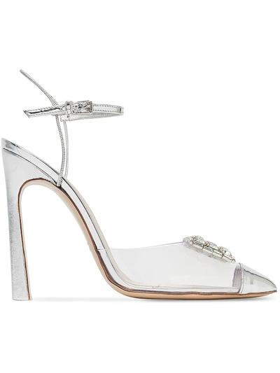 Giambattista Valli Pvc Sculptural Womens Ankle Strap Dressy Pumps In Silver