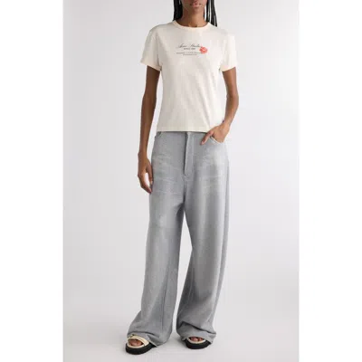 Acne Studios Etza Business Card Cotton Graphic T-shirt In Pearl Grey