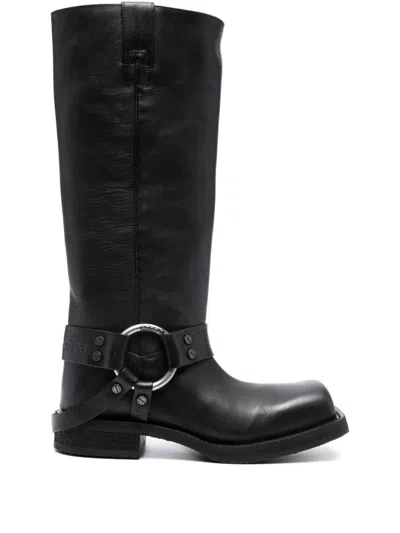 Acne Studios + Net Sustain Embellished Leather Knee Boots In Black