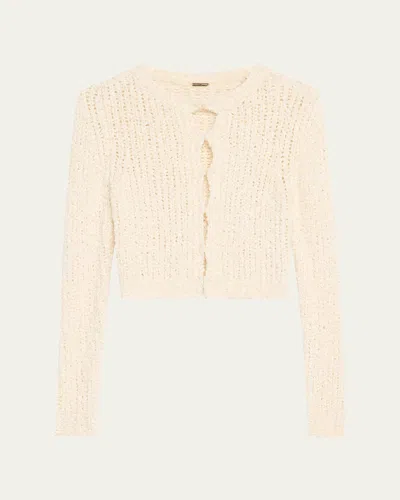 Adam Lippes Alice Mulberry Silk Cardigan In Ivory