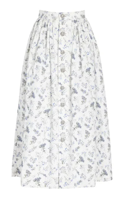 Adam Lippes Bryce Skirt In Printed Poplin In Floral