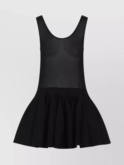Alaïa Flared Knitted Bodice Mini Dress In Black