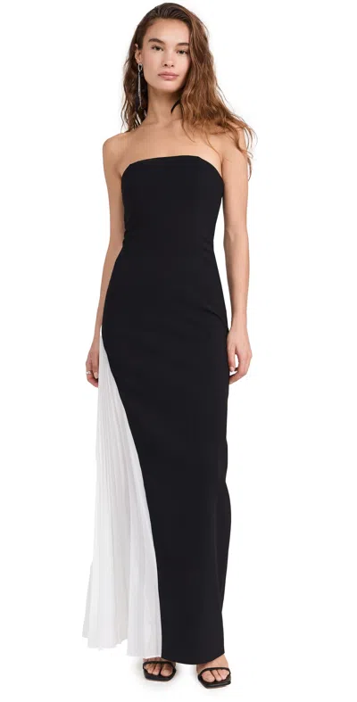 Alice And Olivia Retha Strapless Maxi Dress With Pleated Godet In Black  