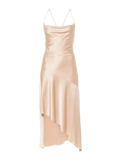 Alice And Olivia Asymmetric Midi Dress In Gold
