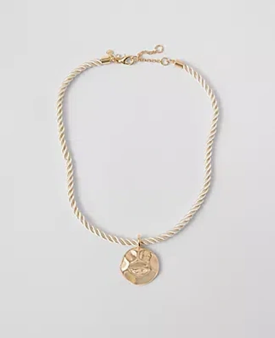Ann Taylor Metal Rope Pendant Necklace In Goldtone