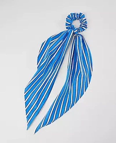 Ann Taylor Striped Silk Scrunchie In Night Sky