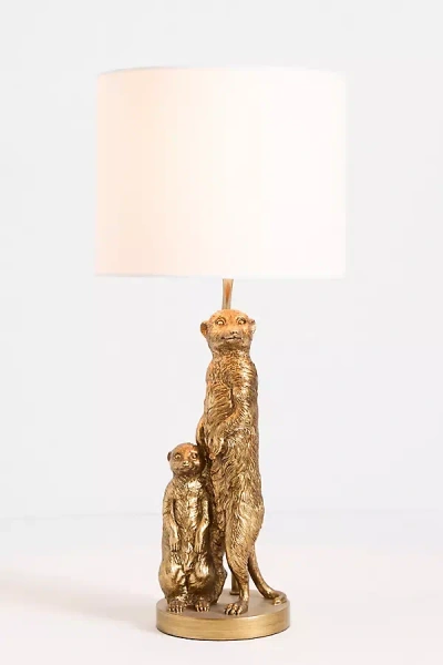 Anthropologie The Icon Table Lamp: Meerkat Edition In Gold