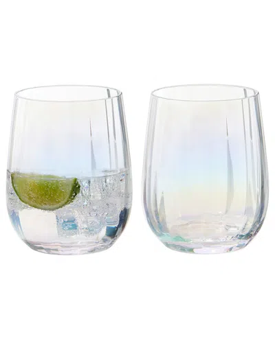 Anton Studio Designs Set Of 2 Palazzo Dof Tumblers/stemless Wine Glasses In Transparent