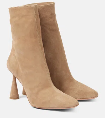 Aquazzura Amore 95 Suede Ankle Boots In Brown