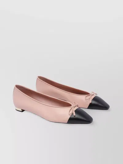 Aquazzura Bow Detail Leather Ballerina Shoes In Pink
