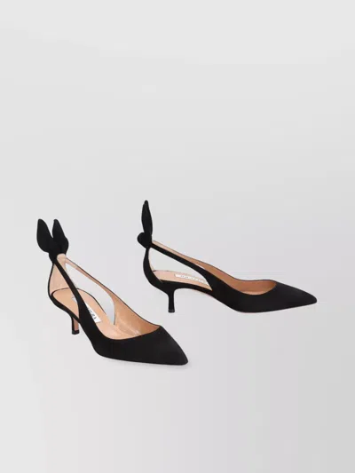 Aquazzura Suede Knotted Bow Kitten-heel Pumps In Black
