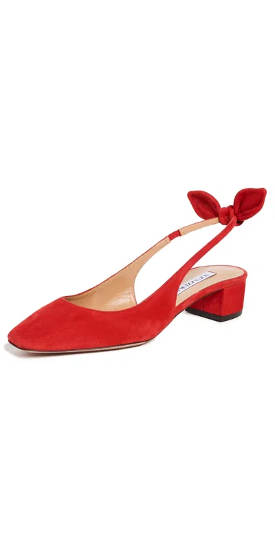 Aquazzura Women's Very Bow Tie 35 Slingback Flats In Red